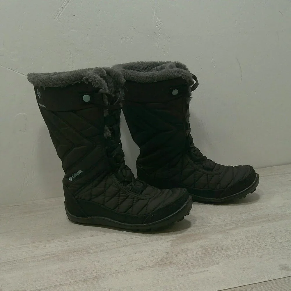 Columbia Gray Tall Lace Up Fur Lined MINX MID II OMNI-HEAT Snow Winter Boot Sz 1